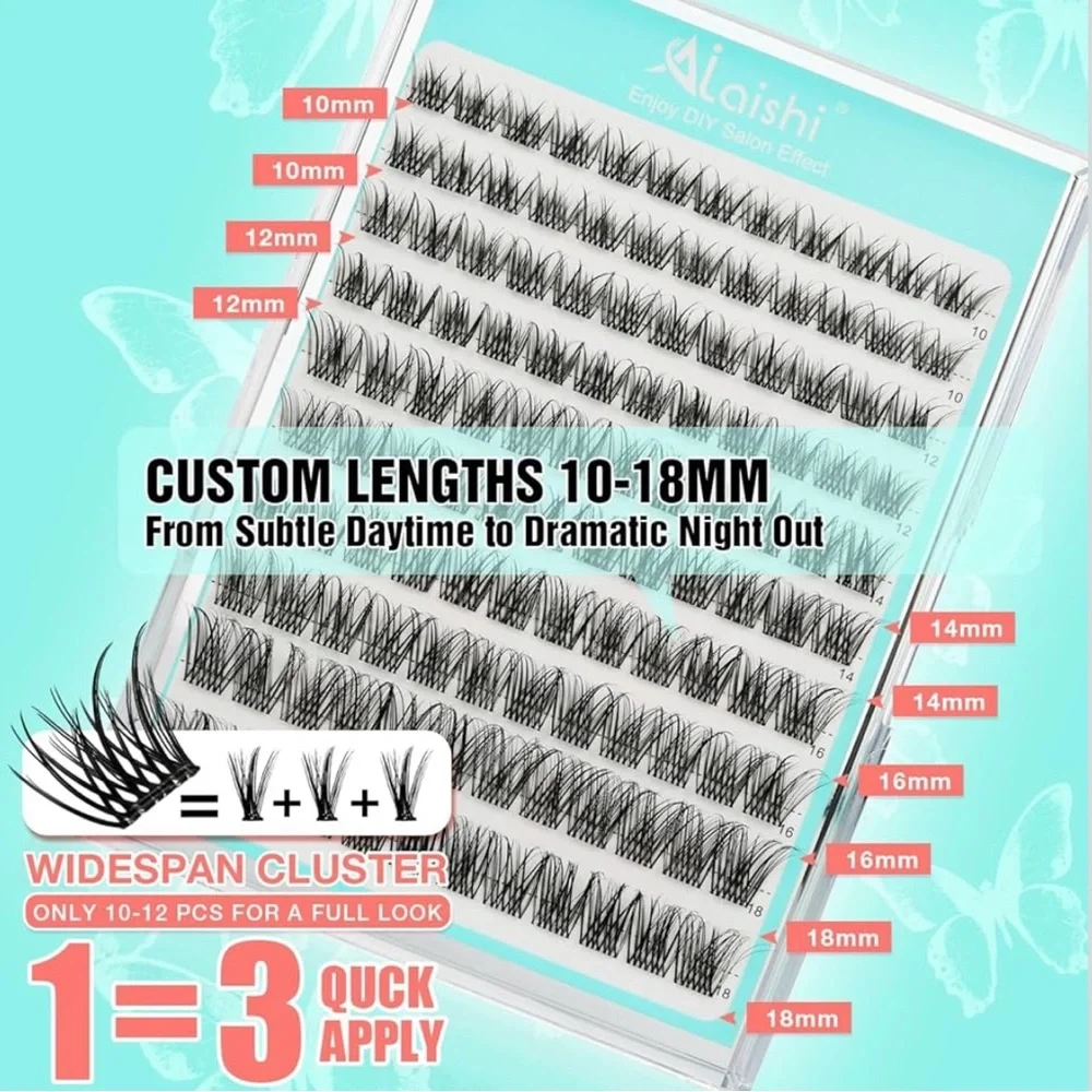 Self Adhesive Black Wispy Natural Cat Eye Lash Cluster Bundle